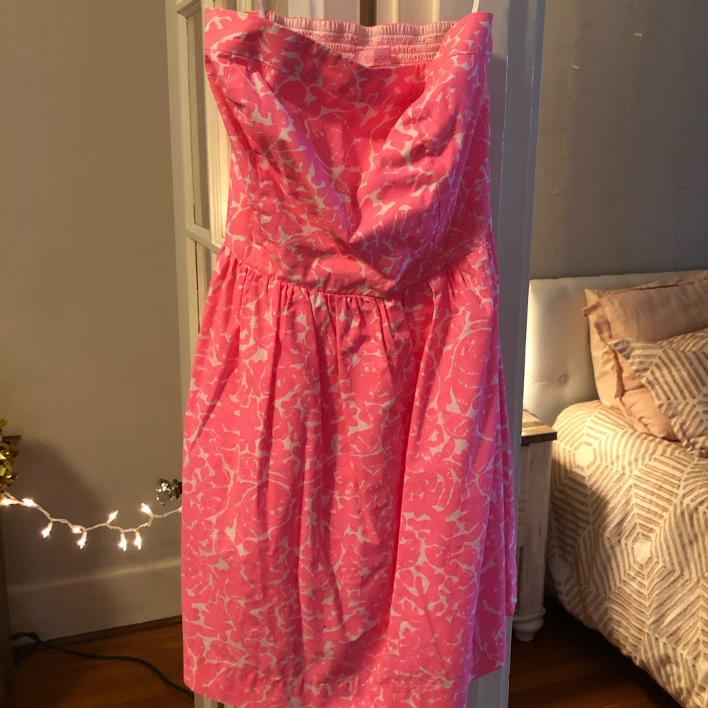 Lilly Pulitzer strapless neon pink dress